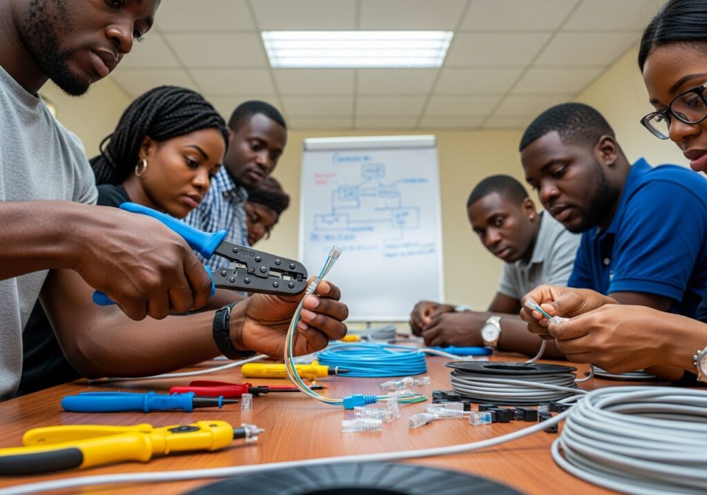 people doing system Networking and crimping cable wire in Abuja Nigeria